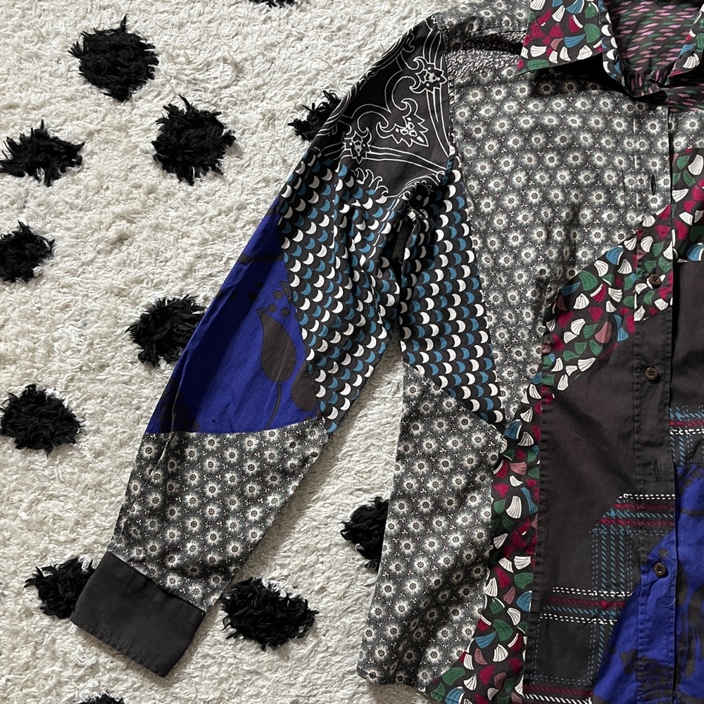 Etro size 46 patchwork style button down Multicol… - image 4